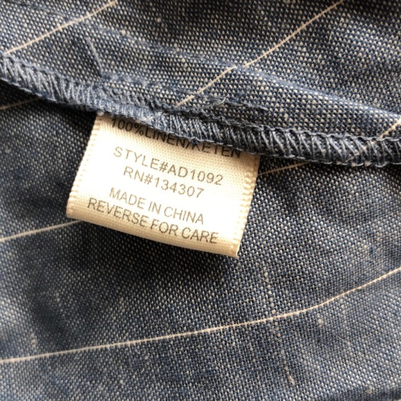 Line & Dot Blue Open Back Linen Dress Skater Sz.M - Picture 8 of 8